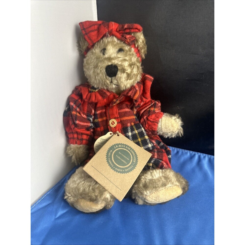 Boyds Bears Desdemona Red Plaid Jumpsuit 1985-97 Plush Bear Teddy